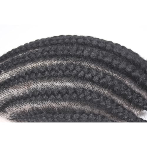 Afro Braids Male Hair Prosthesis Eight Strand Braids Toupee for Men and Women Breathable Full Lace 100% Human Hair Wig Black Color