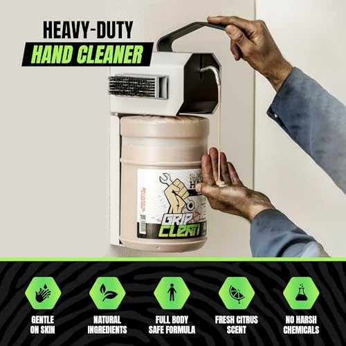 Grip Clean Heavy Duty Hand Cleaner for Mechanics ? Natural Pumice & Clay-Infused Technology Removes Grease, Oil & Grime ? Moisturizing Liquid Hand Soap for Shop, Garage & Industrial Use ? 2 Gallons