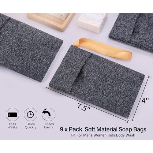 Antimbee 12-Pack Soap Pouch, Soap Exfoliating Bag, Body Scrubbers for Shower Soap Saver, Gray Mesh Bar Soap Sock for Senstive and Rough Skin