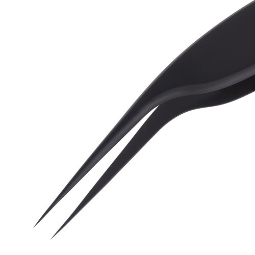 Lash Extension Tweezers, Professional Fiber Tip Lash Tweezer Set for Classic & Volume Lashes, High Precision Eyelash Tweezers Kit– Black Set of 2, Ideal for Lashes Artists