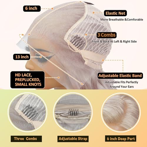 Grey Tranparent Lace Front Wigs Human Hair Pre Plucked 30 inch 13x6 Body Wave Wigs 180% Density Glueless Wig with Baby Hair for Black Women
