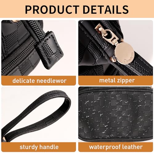 Abiudeng Large Capacity Makeup Bag Ladies Cosmetic Bag Travel Bag with Compartments Portable PU Leather Travel Makeup Bag with Handle