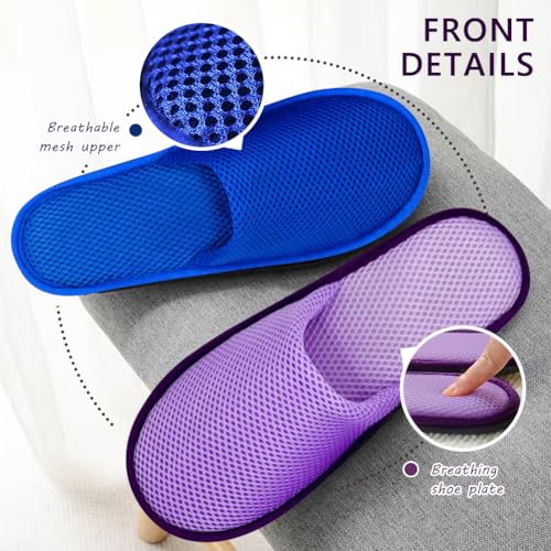 GONG GONG 6-8 Pairs Mash Cloth Disposable Slippers, Machine Washed & Reused, Closed Toe Guest Slippers for Guest, Bathroom, House, Hotel, Party, SPA