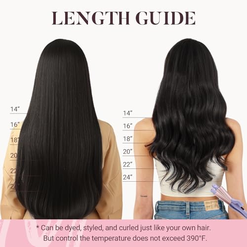 MAXITA Sew in Hair Extensions Real Human Hair, Weft Hair Extensions Human Hair, #2 Dark Brown 16 inch 80g Double Weft Remy Silky Sew in Weft Hair Extension Human Hair