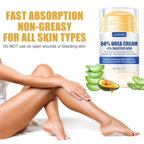 2Pcs Urea Cream 60% for Feet & Dry Cracked Skin, Cracked Heel Repair Stick Maximum Strength Moisturizing Foot & Hand Balm, Repair Creams for Dry Feet, Knee, Elbow and Hand