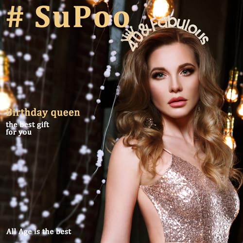 Birthday Headbands for Women Gold Birthday Crown and Tiara Gift Sweet 16 21st Dirty 30 40th 50th 60th Birthday Decoration