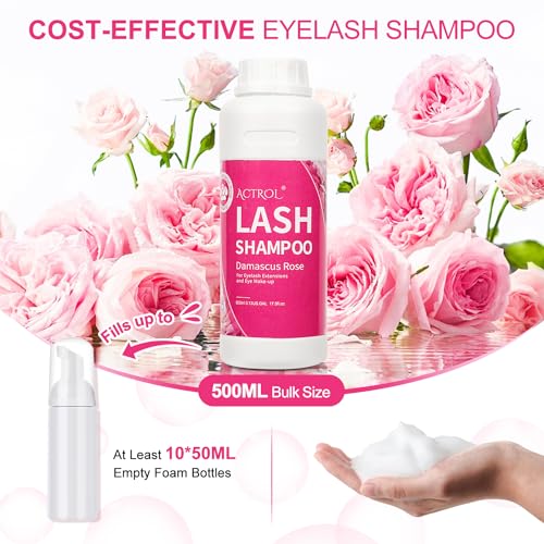 Lash Extension Cleanser Rose 500ml Eyelash Shampoo Lash Cleanser Foam with Salon and Home Care