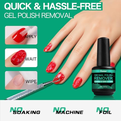 Gel Nail Polish Remover with Tools, 15ml (0.5 fl oz) - Acetone-Free, Quick Removal in 2-5 min, No Foil Soaking Needed, Safe for Natural Nails£¬Home DIY Use