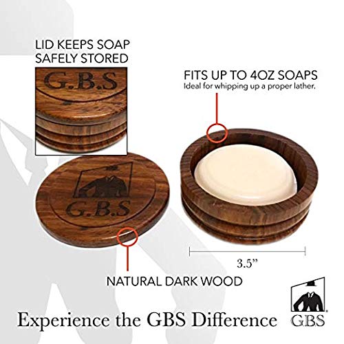 G.B.S GENTS Wooden Shaving Bowl with Lid – 3.5" Diameter | Classic Shaving Mug for Lathering Creams & Soaps | Elegant Beard Shaving Accessory for Men – Durable, Natural Wood Design