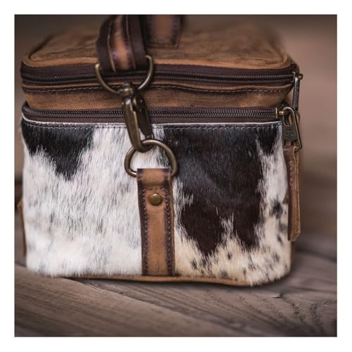 STS Cowhide Cosmetic Case Glamour Makeup Organizer, Color: Tornado/Cowhide (STS-30888)