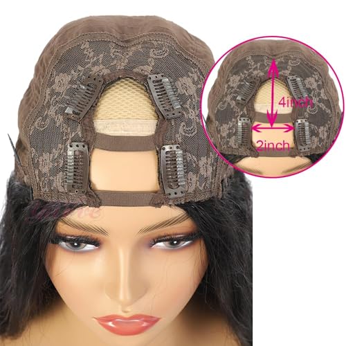 Amella Hair U Part Wig Body Wave Wigs 26 inch Brazilian Remy Human Hair Half Wig For Black Women U Shape Clip In Wig Body Wave U Part Wig Human Hair Extenions 150% Density Natural Black Color