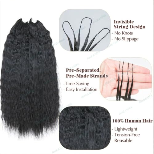 Feather Crochet Human Hair Extensions Wet and Wavy Knotless Pre-Separated Crochet Hair Extensions Human Hair With String In The Middle Braid 20inch 120g