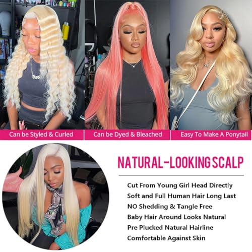 613 Human Hair Bundles Straight Blonde Bundles Human Hair 28 Inch 12A Brazilian Virgin 613 Bundles Blonde Straight Bundles Hair Extensions