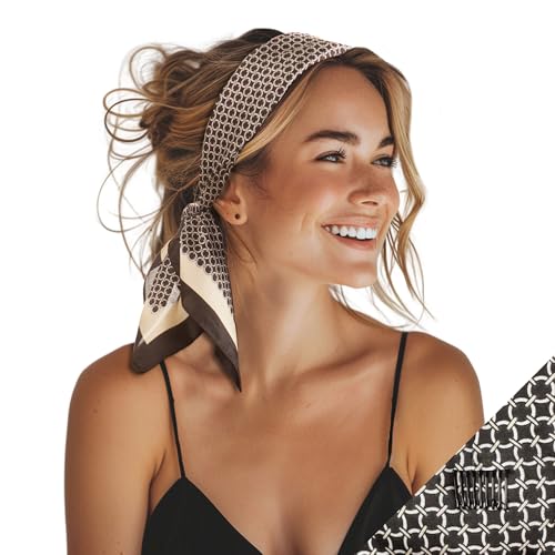 SWAY Small Satin Headbands for Women ? 6-Clip Non-Slip, Wear 10+ Ways as Headband, Boho, Gift for Her- 28in. Handmade in USA
