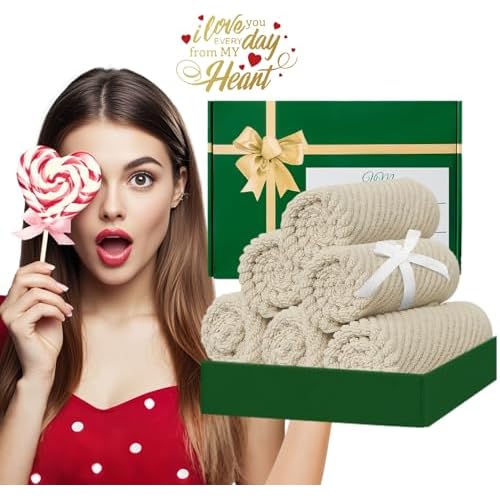 Cotton Washcloths - 6PC 13"x13" | Quick Dry | Soft | Light Weight | Absorbent | Hotel Quality, Luxury Wash Cloths for Body, Hand Towels for Bathroom & Showering, Towel Gift Set, Beige | Tan