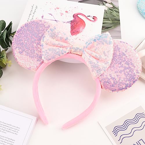Mouse Ears Headbands with Bow Minnie Ears Cosplay Costume Hair Accessories for Women Girls Birthday Party Decoration