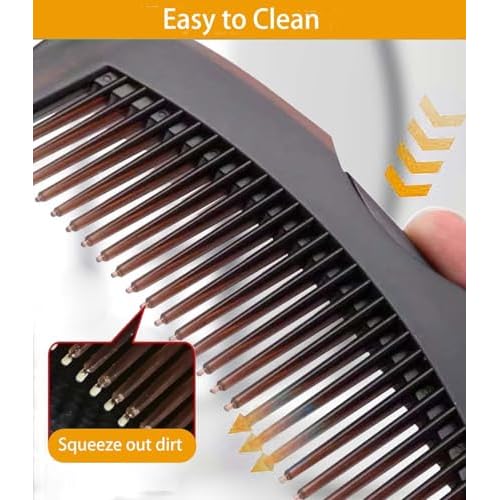 Dandruff Comb Fine Tooth Scalp Detox Comb Lice for Women, Men & Kids Stainless Steel Scalp Detoxing, Sweep & Massage Hair Brush Tool for Hair Care (A-2PC Brown)