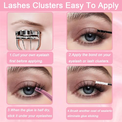 Manga Lash Clusters, 640 Pcs Eyelashes Clusters Extensions 9-16mm Individual Lashes D Curl Fluffy Wispy False Eyelashes Thin Band (30D&40D)
