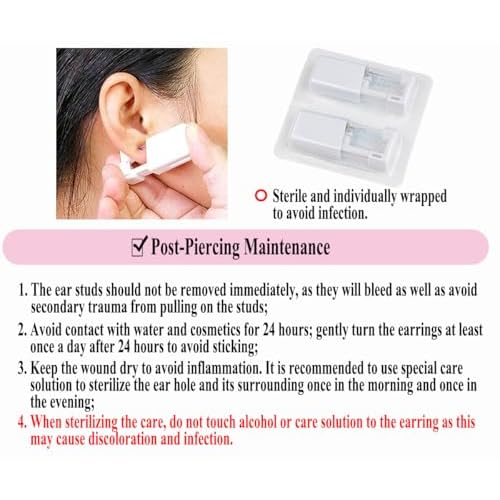 Ear Piercing Kit Disposable Ear Piercing Gun Kit with Sterile Multi-sized CZ Earring Studs Easy and Safe Earring Self Piercing Kit for Your Own Use at Home