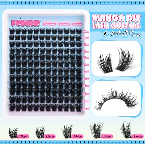 Volume Lash Clusters Wispy Eyelash Clusters C Curl Cluster Eyelash Extensions 10-18MM DIY Lash Extension 144Pcs Reusable False Eyelashes