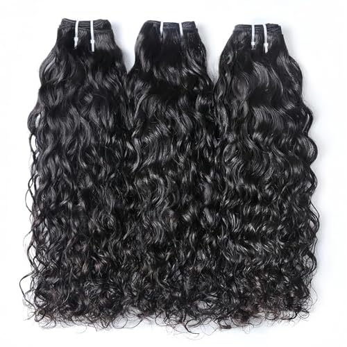 Water Wave Bundles Human Hair Soft Brazilian Virgin Human Hair 100% Unprocessed Wet and Wavy Curly Bundles Natural Black Color Can Be Dyed Total 300g 20 22 24 Inch