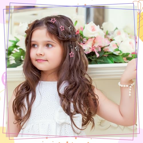 48 Pcs Y2k Hair Clips Set for Girls,Pink Kawaii Star Hair Clips 2000s Non Slip Accessories Styling Tools Retro Cross Love Pentagram Cool Hair Barrettes Kids Women