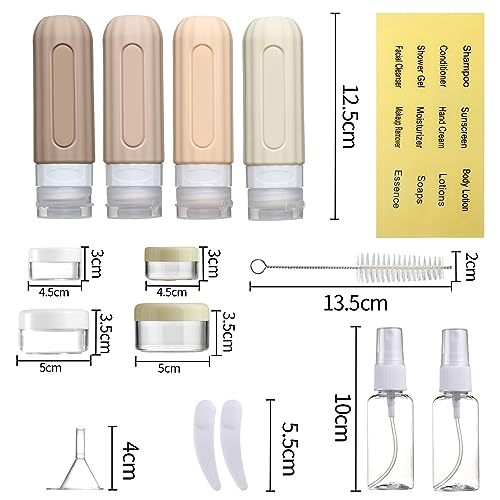 16 Pack Travel Bottles Set for Toiletries, Leakproof Travel Containers for Toiletries TSA Approved Silicone Travel Accessories Squeezable Refillable 3oz for Shampoo Conditioner Lotion