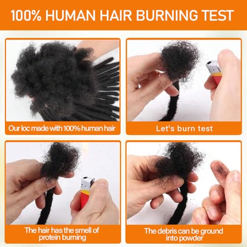 Dreadlock Extension Human Hair 0.6cm Thickness 12 Inch 90 Strands 100% Real Human Hair for Man/Women/Kids Full Head Handmade Permanent Loc Extensions Bundles Can Be Bleached Dyed Curled Twisted
