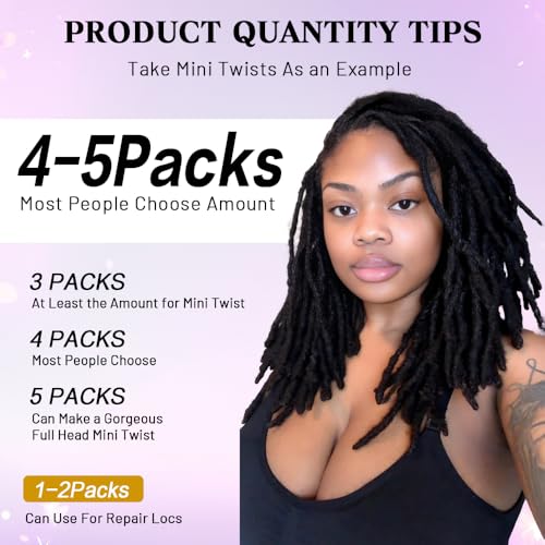 16 Inch Afro Kinkys Bulk Human Hair for Dreadlocks Extensions and Locs Repair 1 Pack 50 Gram Natural Black Color Afro Kinky Curly Human Hair Bulk for Twist