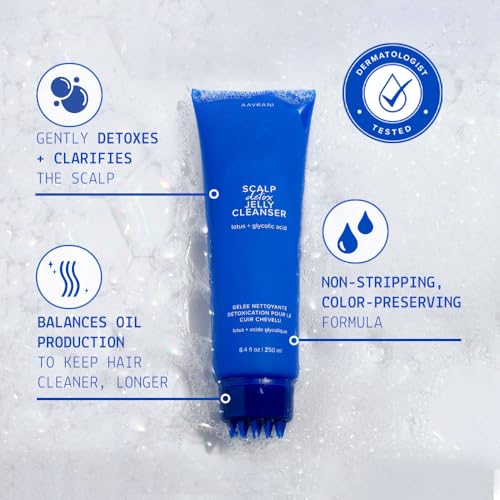 AAVRANI Scalp Detox Jelly Cleanser - Sulfate-Free Clarifying Shampoo - with Glycolic Acid & Vitamin E to Remove Build Up and Excess Oil - Color-Safe - Vegan - 8.4 Fl Oz