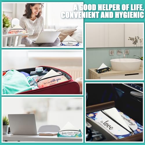 Zhanmai 20 Pcs Pocket Tissue Holder Bible Travel Purse Tissue Holder with Christian Inspirational Verse Floral Travel Pouch Reusable for Women Men Employee Appreciation Church Gifts Bulk 5 x 3 Inch