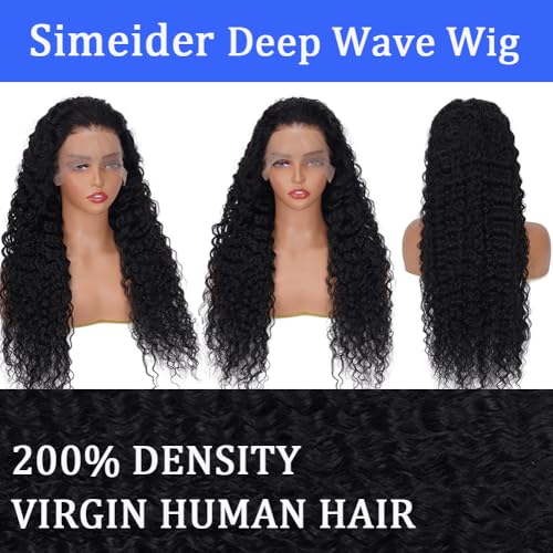 30 Inch Deep Wave Lace Front Wigs Human Hair 13x6 HD Lace Front Wigs Pre Plucked Brazilian Curly Human Hair Wig 200 Density Glueless Frontal Wigs For Black Women