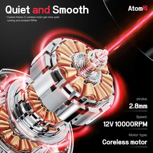 Dragonhawk Atom2 Cordless Tattoo Gun Kit - Lightweight & Silent Rotary Tattoo Machine Gun 20 Cartridge Needles 2 Batteries Multiple Modes Complete Tattoo Kit for Beginners