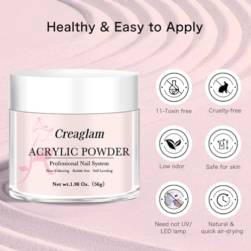 Acrylic Powder for Nail 56g: 2oz Petal Pink Acrylic Powder Large Capacity Professional for 3D Art Carving French Extension - DIY Nail Carving Long-Lasting No Needed Lamp
