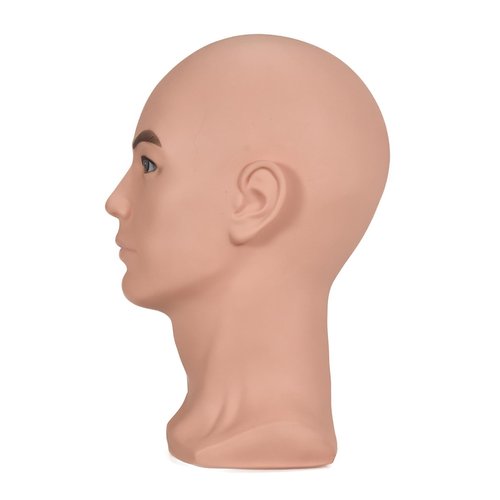 BLTYXT PVC Male Mannequin Head Professional Training Head Bald Manikin Head with Shoulder for Display Headphone Game Console Hats Wigs Jewellery Glasses Facemask Caps Model Head