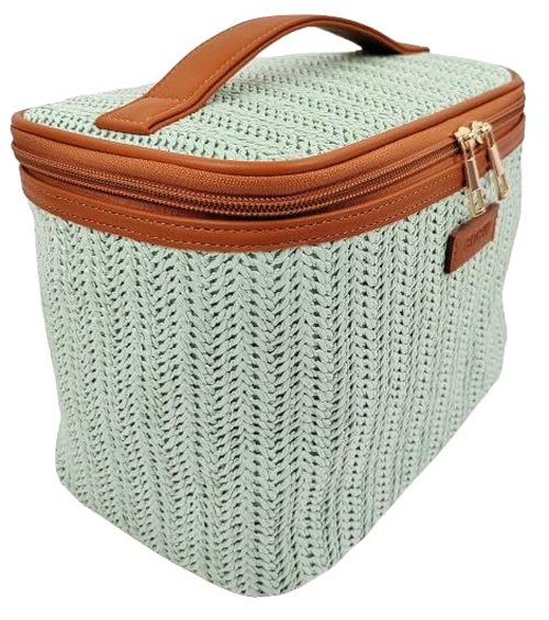 ORB Style - ANEW Cosmetic Bag-CB109MT-Herringbone-Train Case-Mint/Tan