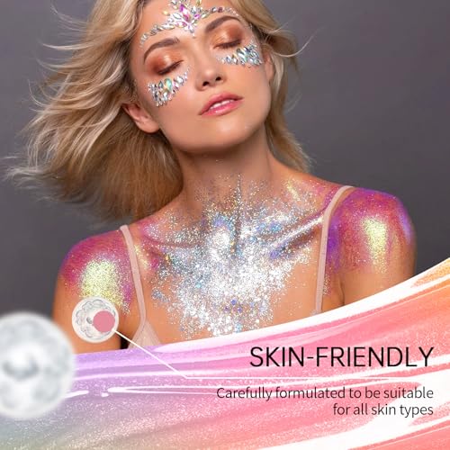 Face and Body Glitter Stick,Holographic Sparkling Neon Outfit Singer Concert Music Rave Festival Party Accessories Glitter Gel. (Gold)
