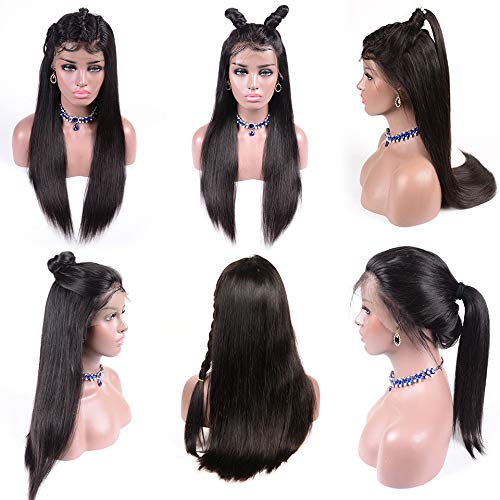 13x6 Lace Front Wigs Human Hair Pre Plucked Straight HD Frontal Wigs Human Hair with Baby Hair Straight Glueless Wigs for Black Women 180 Density(18 Inch)