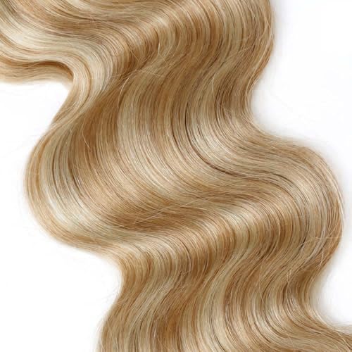 30/32/34 Inch P27613 Highlight Honey Blonde Body Wave Bundles Human Hair Ombre Bundles #27 Warm Honey & #613 Cool Light Blonde Mix Double Weft Brazilian Human Hair Extensions