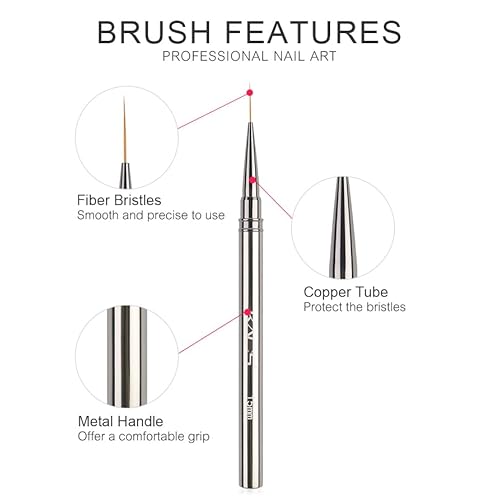 KADS Fine Liner Nail Brush Metal Handle Nail Painting Design Brush Drawing Pen 6mm 9mm 12mm 15mm 18mm (15mm)