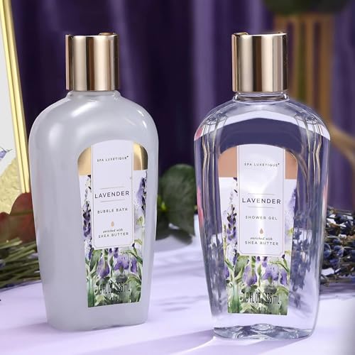 Spa Luxetique Bath Gift Sets for Women Lavender Body Care Baskets - 10 Pcs Relaxing Holiday Birthday Mothers Day Gifts for Her
