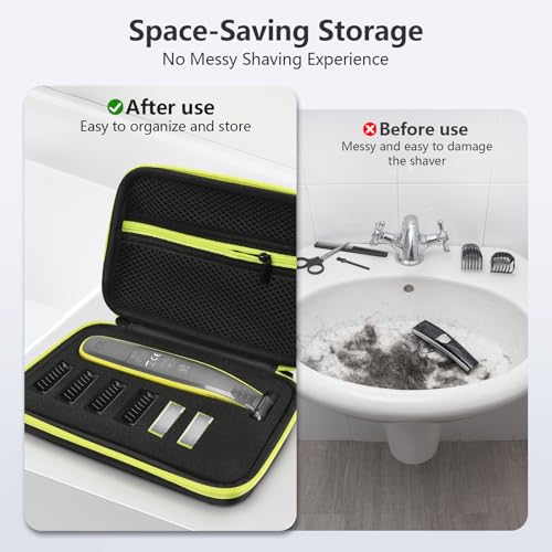 EcoVibe EVA Protective Shaver Hard Case Compatible with Philips One Blade QP2724/90 QP2834/70 QP2630/72 Hybrid Electric Trimmer Hard Portable Storage Carrying Case for Shavers and Accessories