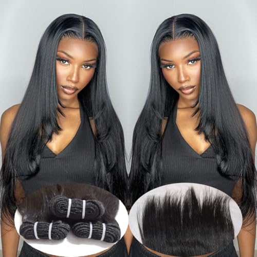 12A Human Hair Bundles Brazilian Straight Hair Bundles 26 28 30 Inch Unprocessed Virgin Weave 3 Bundles Human Hair Raw Remy Hair Bundles Natural Black