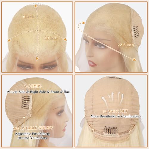 613 Lace Front Wig Human Hair 28 Inch Blonde Wig Human Hair Pre Plucked 180 Density 13x6 Straight HD Lace Frontal Wig Natural Hairline