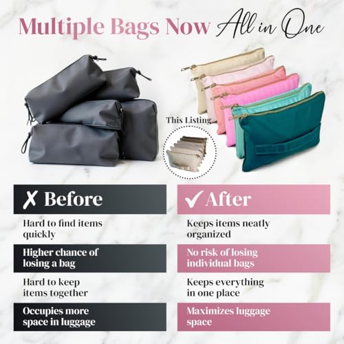 Accordion Makeup Bag, Travel Makeup Bag with 6 Compartments, Large Capacity Cosmetic Bags for Women, Toiletry Bag for Women, Makeup Organizer, Zipper Pouch Preppy Stuff