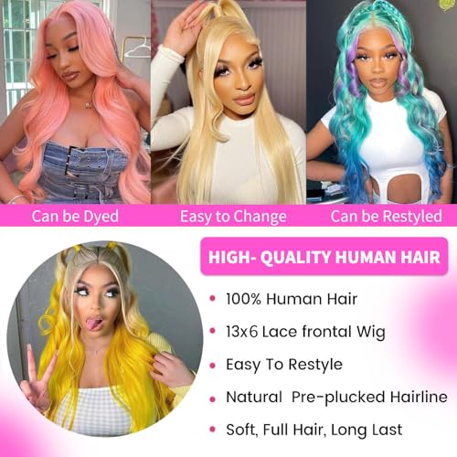 36 Inch 613 Lace Front Wig Human Hair 200 Density Blonde Wig Human Hair 13X6 HD Transparent Lace Front Wigs Human Hair Blonde Glueless Wig for Women Pre Plucked with BabyHair