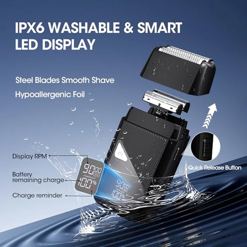Hair Clippers for Men Professional, 7500Rpm Beard Trimmer, IPX6 Waterproof Electric Shavers 3 in 1 Hair Cutting Kit for Men, Cordless Barber Clipper Set with LED Display for Mens Gifts