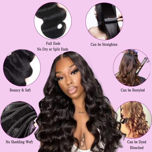 AZONA 16A Real Raw Bundles Body Wave Human Hair,No Tangle No Shedding Body Wave Bundles Human Hair,Triple The Lifespan Over Regular Virgin Hair Bundle,Silky And Soft 30 Inch