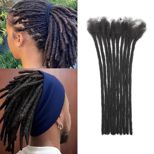 Dreadlock Extension Human Hair 0.6cm Thickness 12 Inch 90 Strands 100% Real Human Hair for Man/Women/Kids Full Head Handmade Permanent Loc Extensions Bundles Can Be Bleached Dyed Curled Twisted