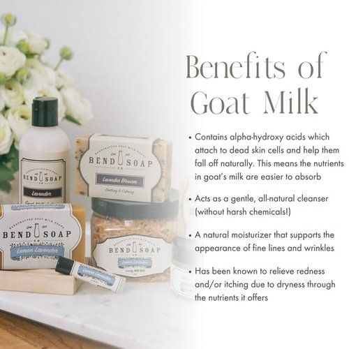 Bend Soap Company Tea Tree Goat Milk Soap - All Natural, Paraben and GMO Free - Handmade in USA - Soothe Cracked Skin, Relax and Exfoliate - Overall Dry Skin Relief (Tea Tree, 4 Pack of 4.5oz)